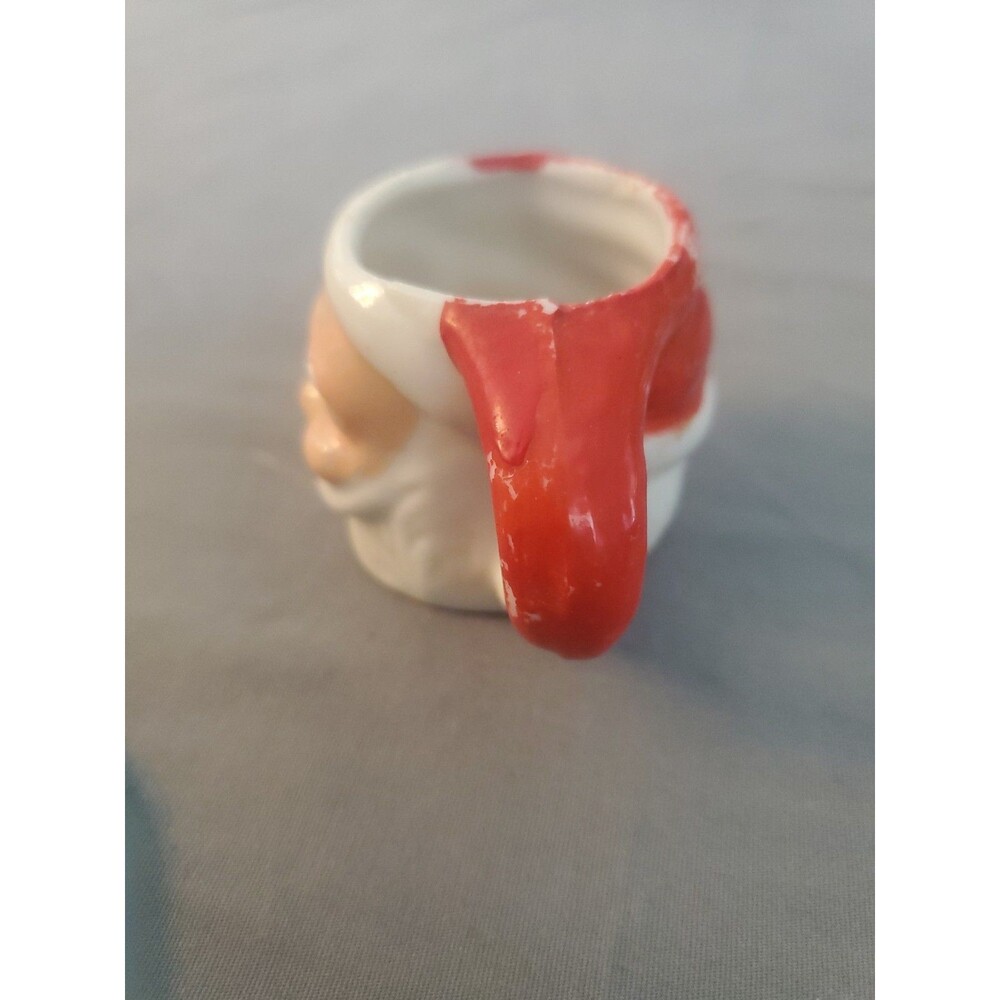 Vintage Mini Santa Mug Smiling Japan 1.75” Hand Painted MCM Christmas - Picture 4 of 8